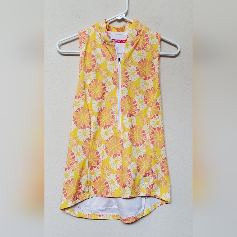 TERRY Razorback Half Zip Tank Starburst Print.  Size Medium